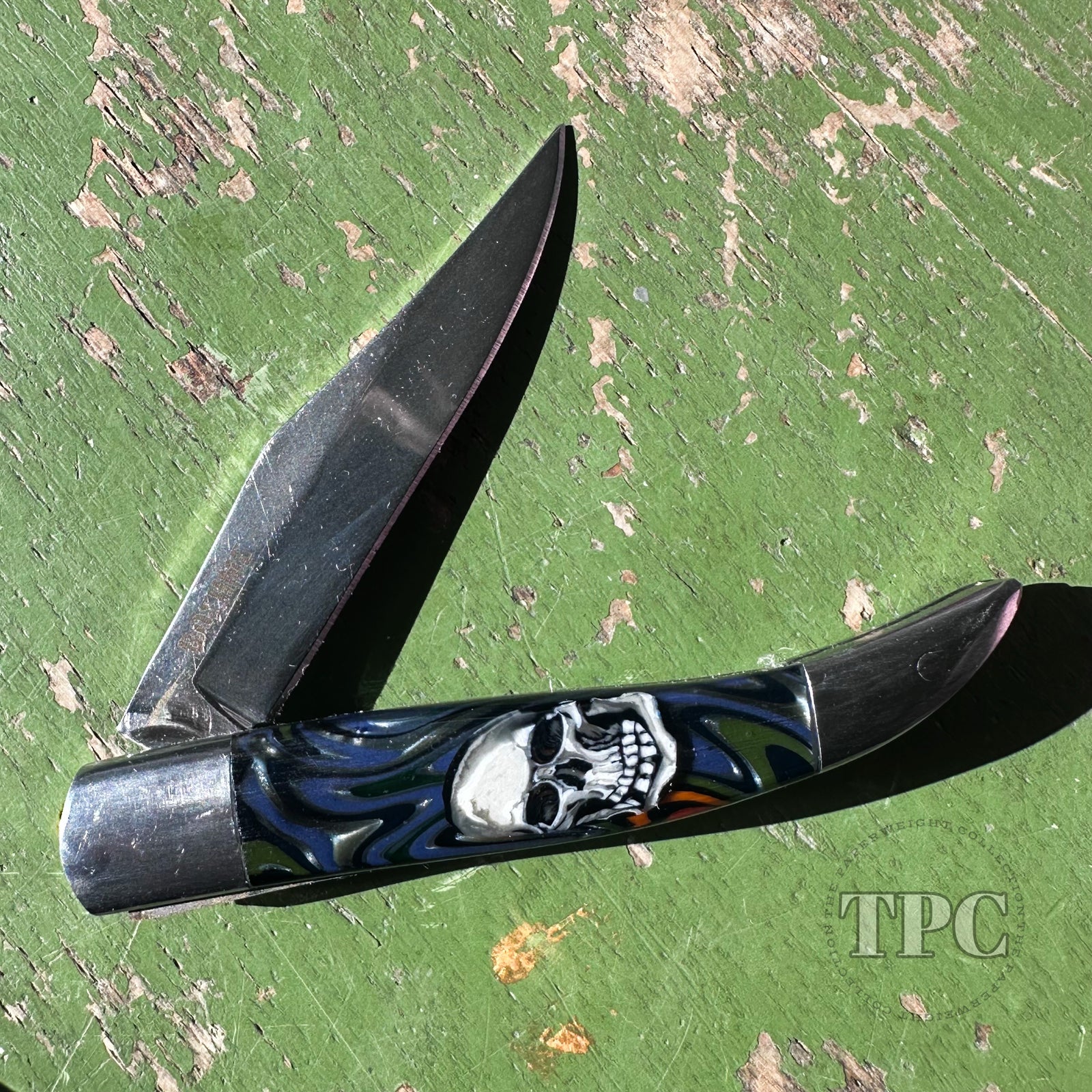 Stephen Boehme 2025 Glass Art Murrine Pocket Knife Skulls