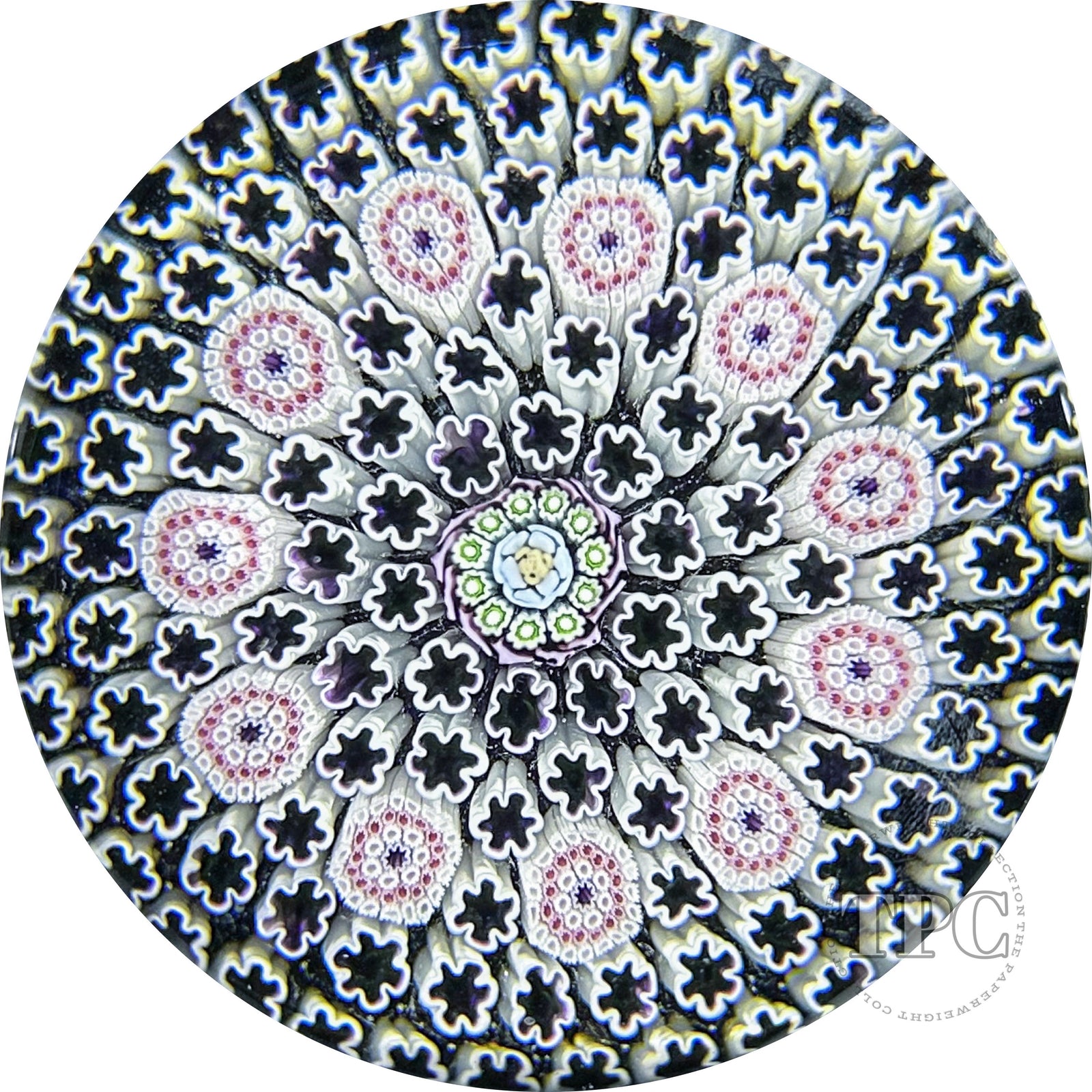 Early Michael Hunter Glass Art Paperweight Complex Millefiori Carpet Ground