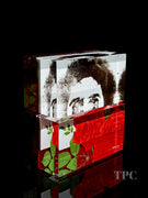 Damon MacNaught 2025 "Dualities" Diptych Self Portrait Glass Art Sculpture Slip Transfer Decorated & Coldworked