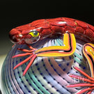 Michael Hunter 2023 Glass Art Paperweight Roses Clad Lizard on Pastel Reticello Crown