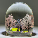 Alison Ruzsa 2023 Glass Art Sculpture Hand-Painted Enamels Couple with Cherry Blossoms