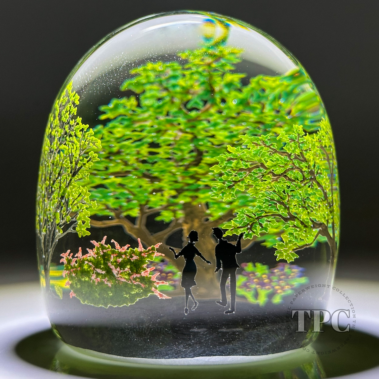 Alison Ruzsa 2023 Glass Art Paperweight Encased Handpainted Enamels "Summer Walk"