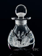 Caithness Glass Art Paperweight Bottle White Crimp Flower