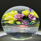 Melissa Ayotte 2024 Glass Art Paperweight Flamework Flower Bouquet on Dichroic Clear Ground