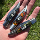 Stephen Boehme 2025 Glass Art Murrine Pocket Knife Halloween Masks