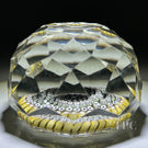 Whitefriars Fancy Faceted Glass Art Paperweight with Colorful Concentric Millefiori