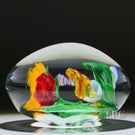 Rare Harv Harris 1997 Glass Art Paperweight Flamework Flower Bouquet