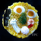 Aaron Rovner Buck 2024 Glass Art Sculptural Paperweight Large Loaded Bowl of Ramen