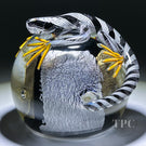 Michael Hunter 2023 Glass Art Paperweight Black & Gold Lizard