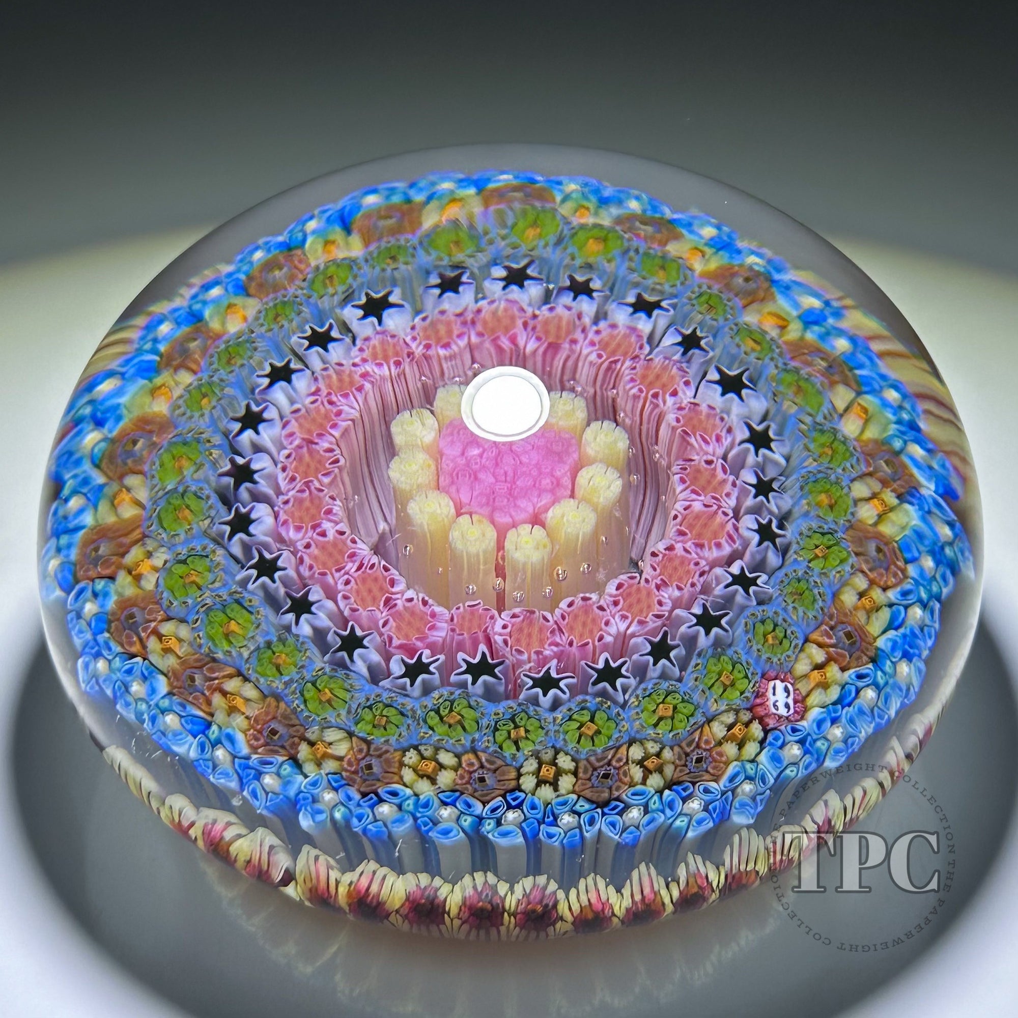 Baccarat 1969 Glass Art Paperweight Concentric Complex Millefiori