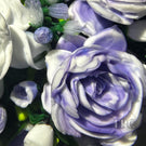 Super Magnum Rick Ayotte Double Sided Glass Art Paperweight Flamework Purple and White Rose Bouquet