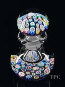 John Deacons Glass Art Paperweight Bottle Complex Closepack Millefiori on Amethyst