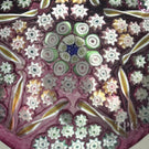 Caithness Whitefriars 1983 Glass Art Paperweight "Millefiori Star" on Transparent Pink Ground