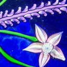 John Deacons 2002 Glass Art Paperweight Flamework Flower Bouquet on Blue