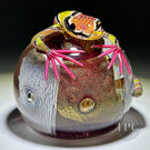 Michael Hunter 2023 Glass Art Paperweight Gold & Red Lizard