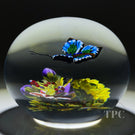 Ken Rosenfeld 2026 Glass Art Paperweight Flamework Hovering Butterfly with Wildflowers Flowers