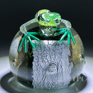 Michael Hunter 2023 Glass Art Paperweight Green & Gold Lizard