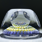 Whitefriars 1978 Faceted Glass Art Paperweight with Colorful Concentric Millefiori