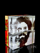 Damon MacNaught 2025 "Dualities" Diptych Self Portrait Glass Art Sculpture Slip Transfer Decorated & Coldworked