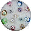 Perthshire 1982 Glass Art Paperweight Spaced Complex Millefiori on Upset White Muslin Lace Ground PP11