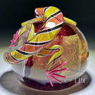 Michael Hunter 2023 Glass Art Paperweight Gold & Red Lizard