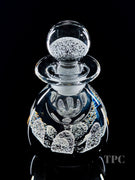 Caithness Glass Art Paperweight Bottle White Crimp Flower