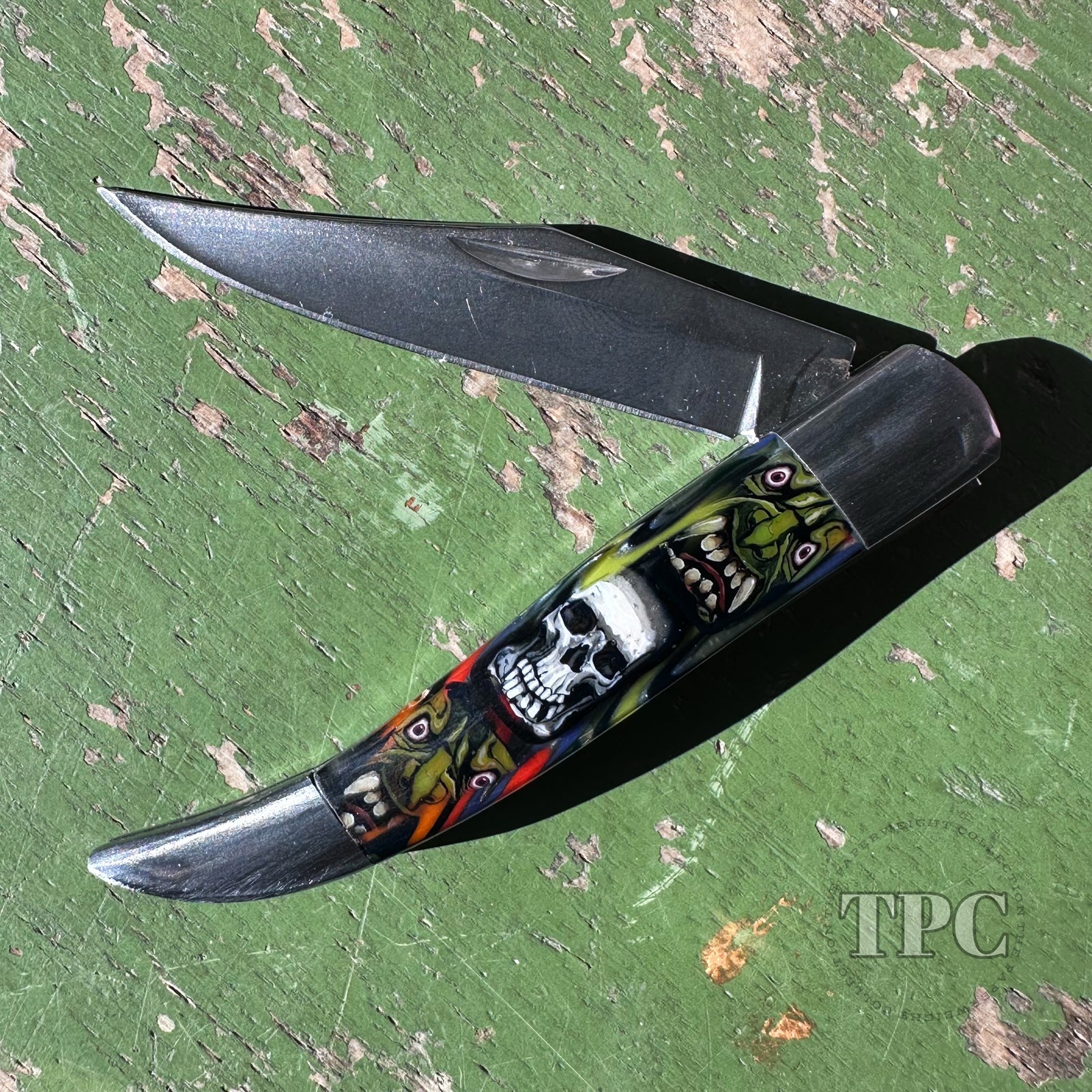 Stephen Boehme 2025 Glass Art Murrine Pocket Knife Halloween Masks