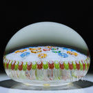 Perthshire 1989 Glass Art Paperweight Spaced Complex Millefiori on Upset White Muslin Lace Ground PP11