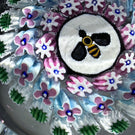 Damon MacNaught 2025 Faceted Glass Art Paperweight Complex Concentric Millefiori with Bee Murrine