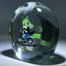 Early Michael Hunter Glass Art Paperweight Sculpture Daftie on Motorcycle