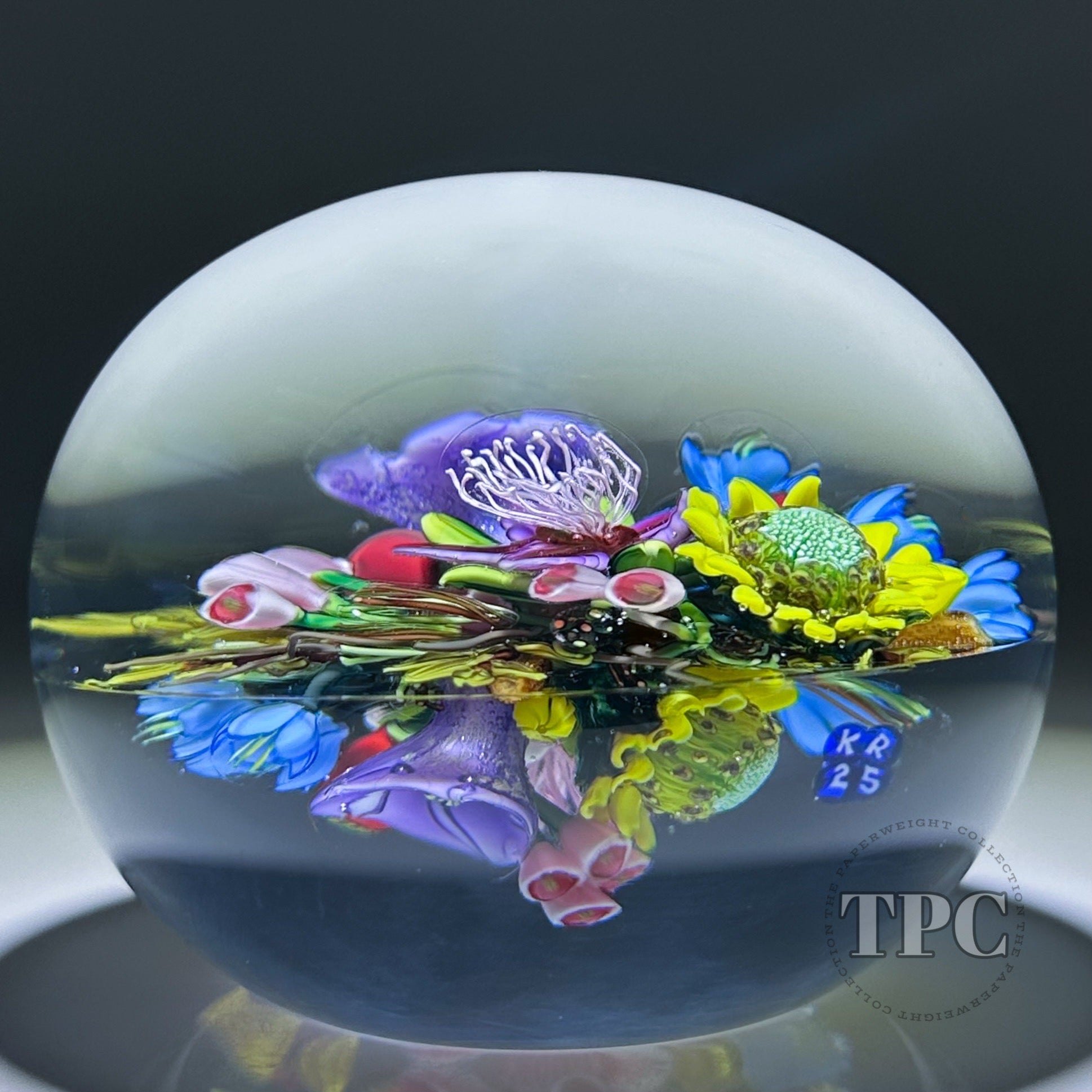 Ken Rosenfeld 2025 Glass Art Paperweight Double-Sided Flamework Flower