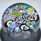 John Deacons 2010 Glass Art Paperweight Complex Millefiori Scramble with Roses