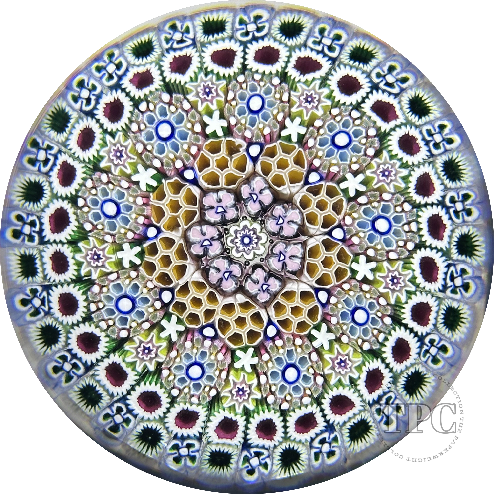 Damon MacNaught 2025 Magnum Glass Art Paperweight Concentric Complex Millefiori with Staves