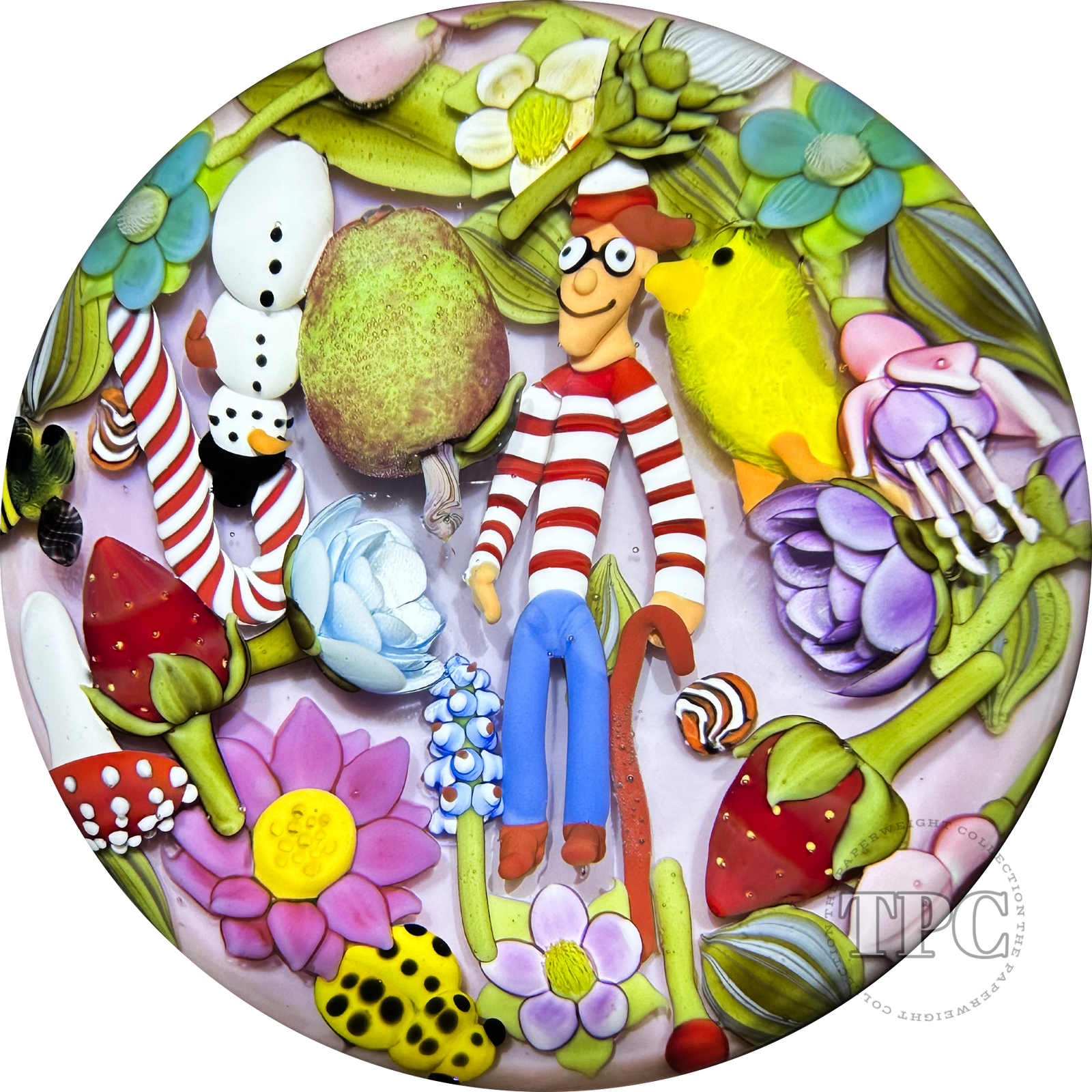 Clinton Smith 2025 Glass Art Paperweight Flamework Where's Waldo? Scramble