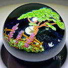 Mayauel Ward 2022 Glass Art Paperweight Compound Torchwork Tree on the Hill on a Moonlit Night Sky