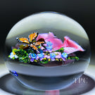 Ken Rosenfeld 2024 Glass Art Paperweight Flamework Monarch Butterfly Flower Bouquet