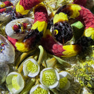 Gordon Smith 2024 Glass Art Paperweight Flamework Coral Snake with Eggs Daisies & Lichen Covered Rocks