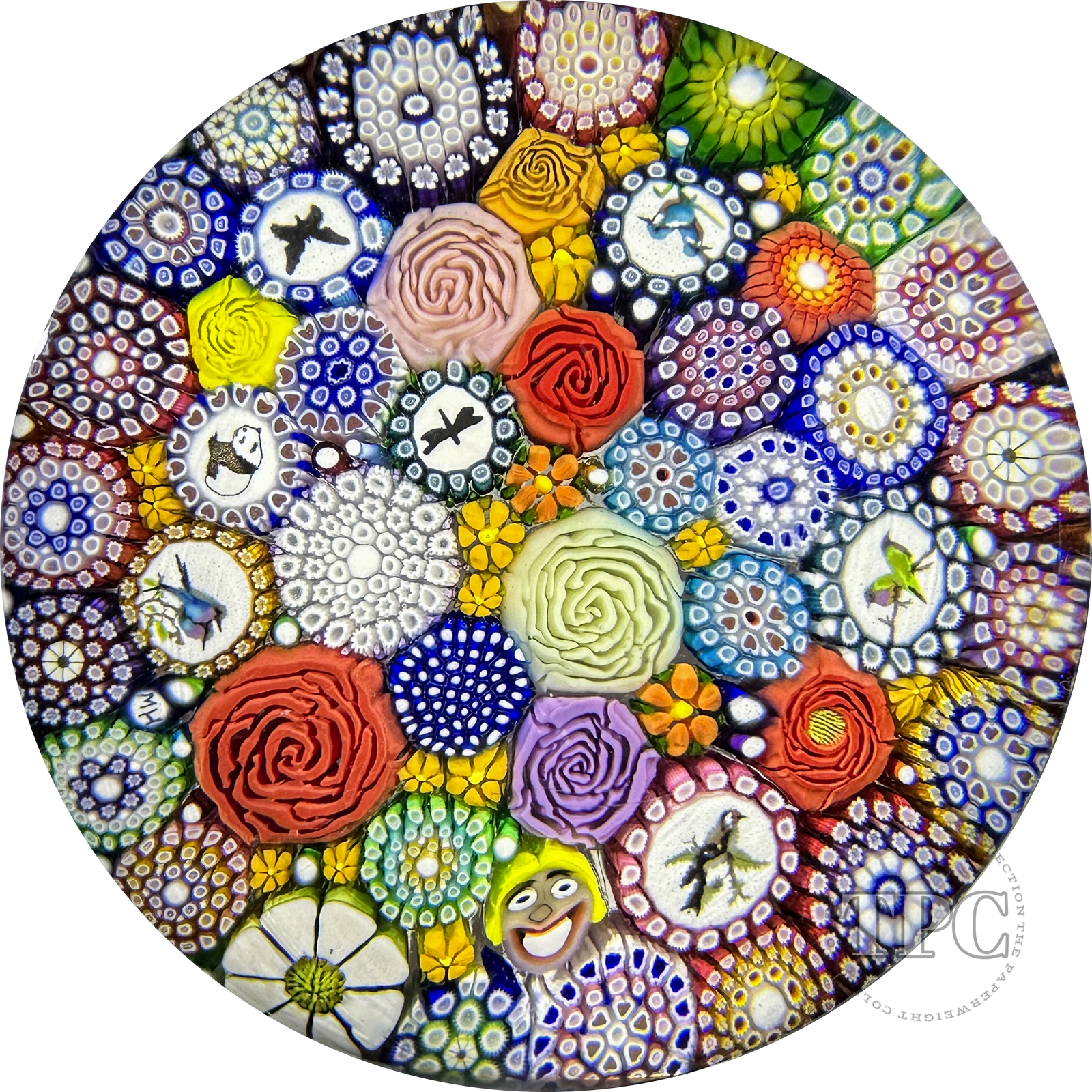 Michael Hunter Twists Studio 2024 Glass Art Paperweight Millefiori Closepack with Picture Murrine & Rose Canes