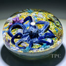 William Manson 2025 Glass Art Paperweight Flamework Blue Octopus on Seabed 1-of-1