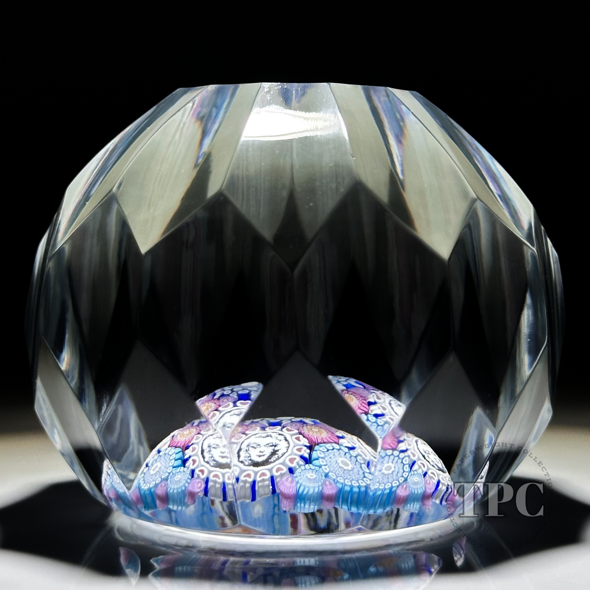Michael Hunter 2025 Faceted Glass Art Paperweight Millefiori Marilyn R