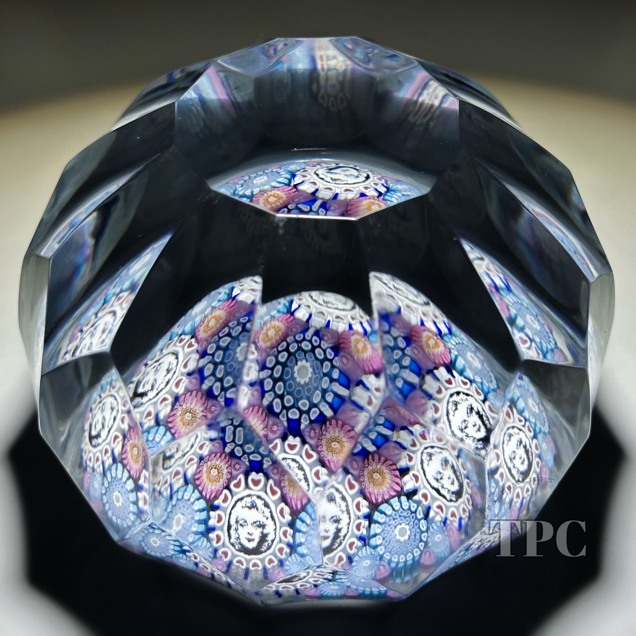 Michael Hunter 2025 Faceted Glass Art Paperweight Millefiori Marilyn R
