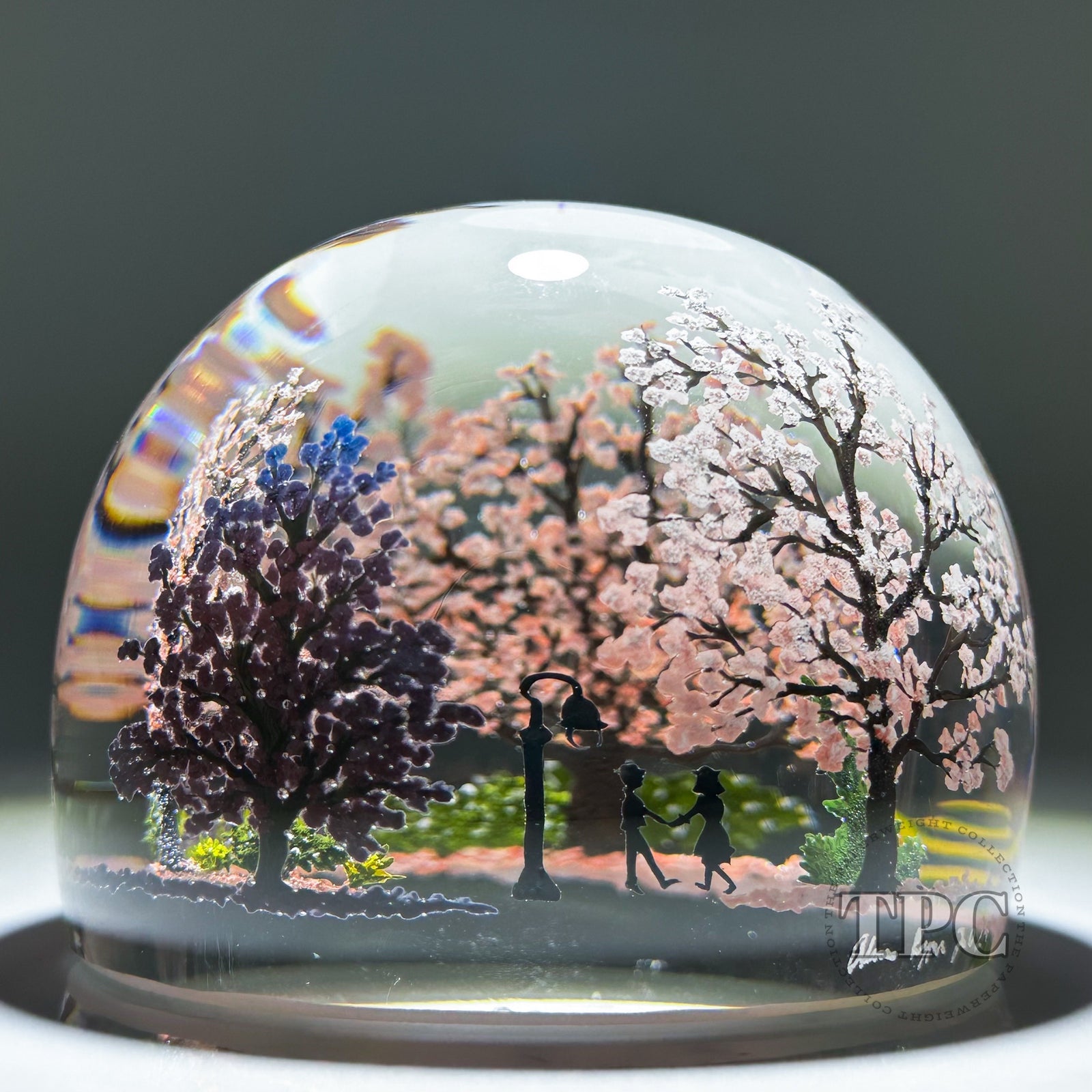 Alison Ruzsa 2024 Glass Art Sculpture Hand-Painted Enamels Lovers Dancing at Lamplight