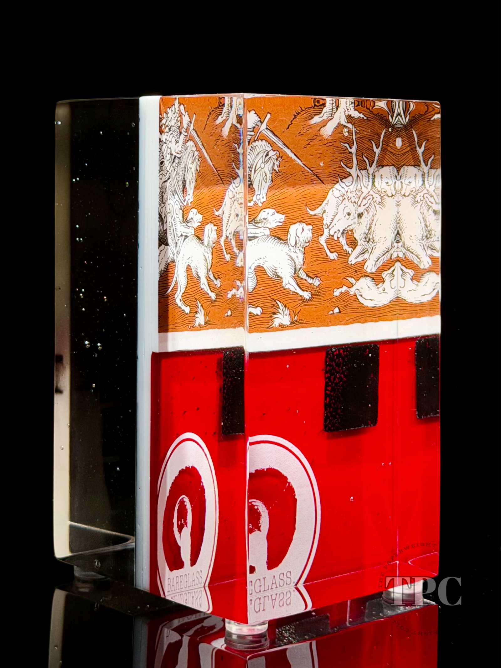 Damon MacNaught 2025 "Dualities #1" Glass Art Sculpture Slip Transfer Decorated & Coldworked