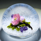 David & Jon Trabucco 1997 Glass Art Paperweight Flamework China Rose with Blackberries