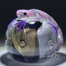 Michael Hunter 2024 Glass Art Paperweight Purple & Gold Lizard