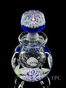 St. Kilda Glass Art Paperweight Bottle Concentric Millefiori on Blue