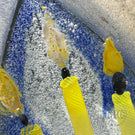 Stephanie Trenchard Encased Sand Cast Glass Art Sculpture Scouts Three Yellow Candles Against Flor-de-lis