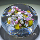 Gordon Smith 2025 Glass Art Paperweight Pink & White Apple Blossoms
