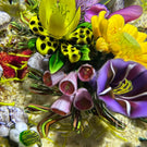 Ken Rosenfeld 2025 Glass Art Paperweight Naturalistic Flamework Wild Flowers on Sand Ground