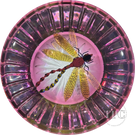 Gordon Smith 2024 Glass Art Paperweight Flamework Dragonfly Over Star-Cut Fuchsia Colored Ground